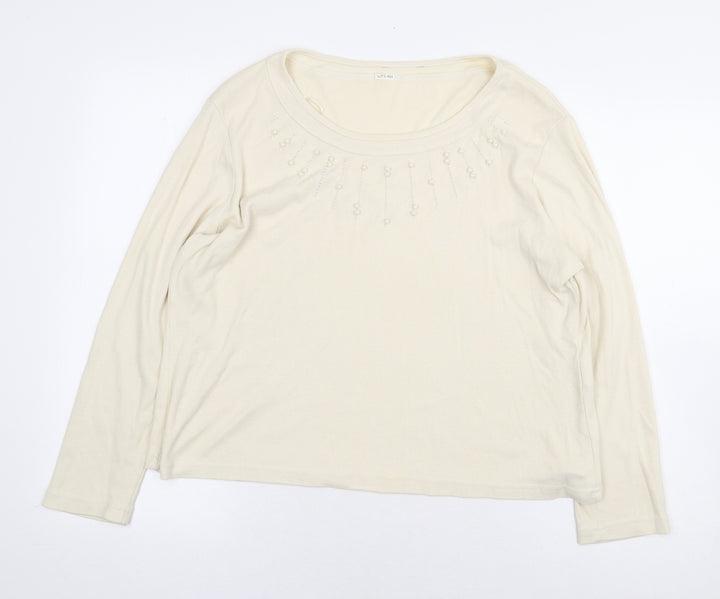 Preworn Womens Yellow Cotton Pullover Sweatshirt Size XL Pullover - Pearl Detail