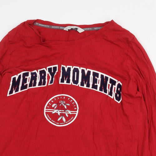 George Boys Red 100% Cotton Basic T-Shirt Size 13 Years Round Neck Pullover - Merry Moments Size 12-14