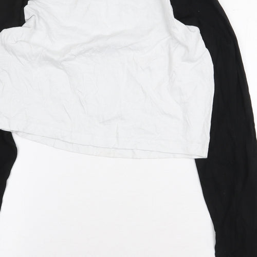 Primark Womens White Colourblock 100% Cotton Cropped T-Shirt Size S Round Neck - Los Angeles