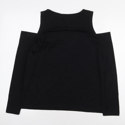 Atmosphere Womens Black Polyester Basic T-Shirt Size 10 Round Neck - Cold Shoulder