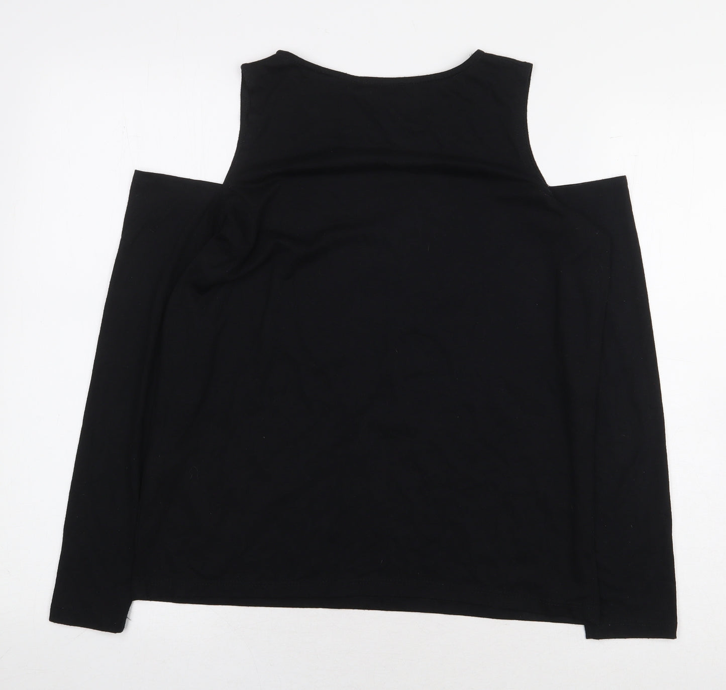 Atmosphere Womens Black Polyester Basic T-Shirt Size 10 Round Neck - Cold Shoulder