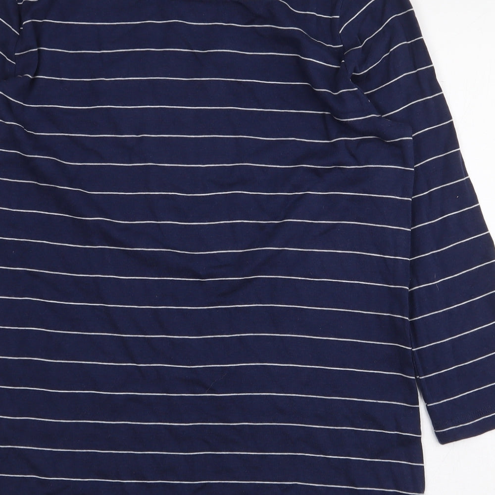 Peacocks Womens Blue Striped 100% Cotton Basic T-Shirt Size 18 Boat Neck