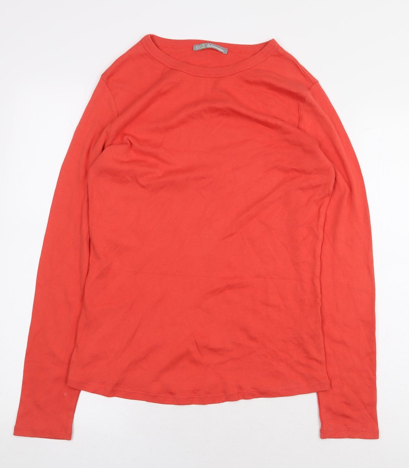 Marks and Spencer Womens Red 100% Cotton Basic T-Shirt Size 16 Round Neck