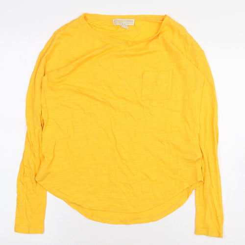 Micheal Kors Womens Yellow 100% Cotton Basic T-Shirt Size 2XS Boat Neck