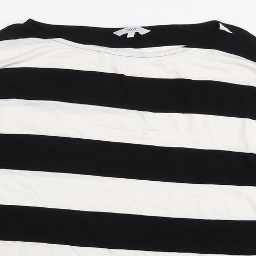 NEXT Womens Black Striped Viscose Basic T-Shirt Size 14 Boat Neck