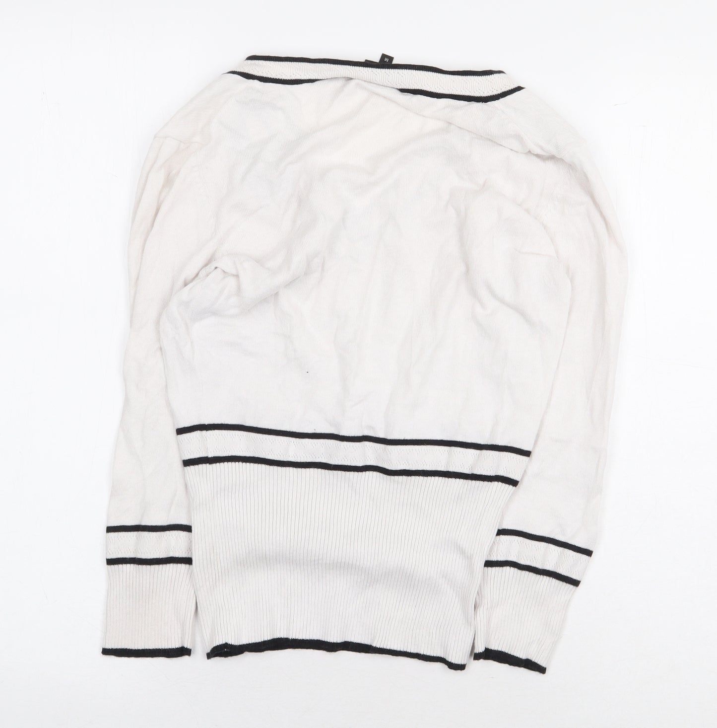 HIJKLM Womens White Cotton Pullover Sweatshirt Size M Pullover - Ribbed detailing