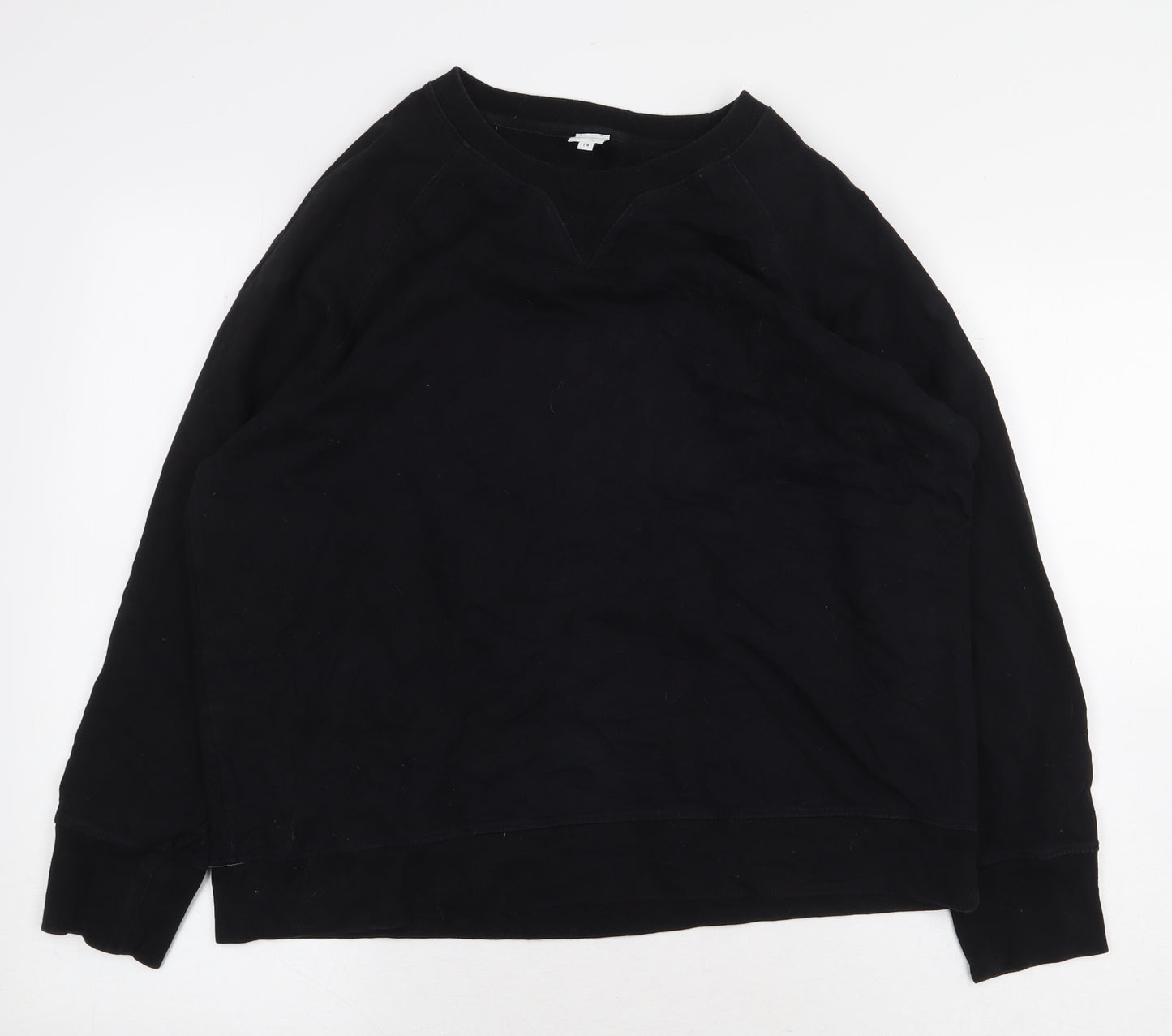 John Lewis Womens Black Cotton Pullover Sweatshirt Size 14 Pullover