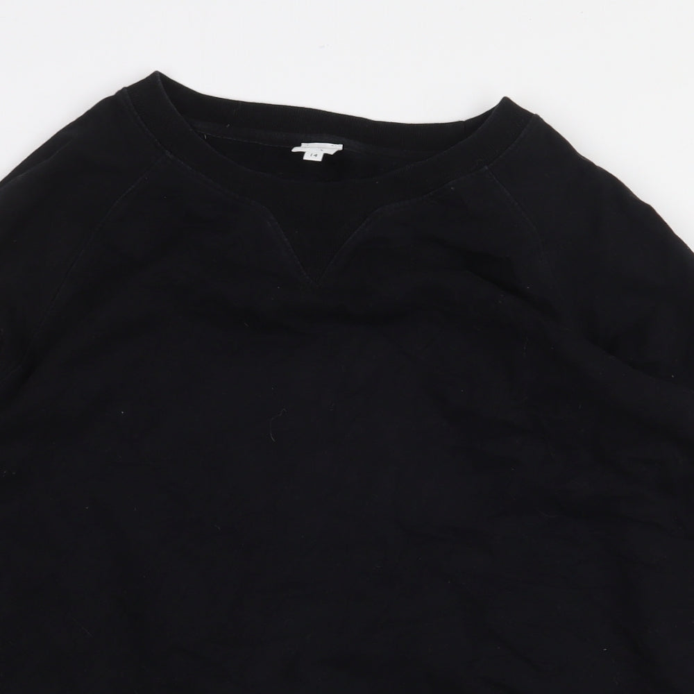 John Lewis Womens Black Cotton Pullover Sweatshirt Size 14 Pullover