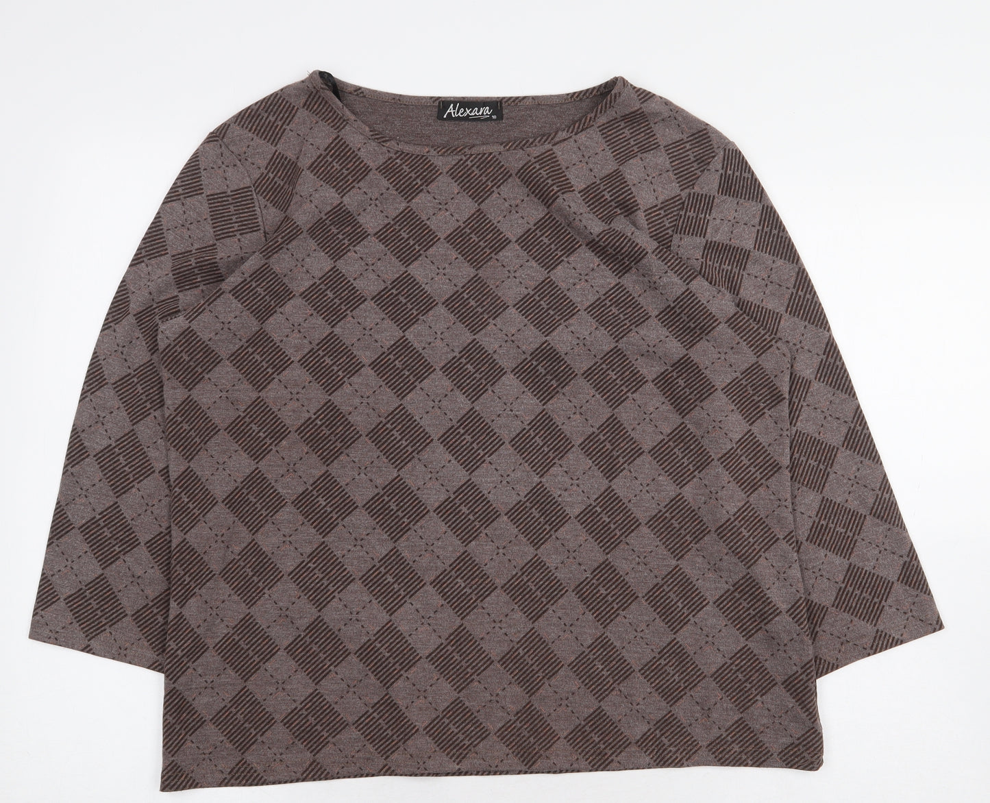 Alexara Womens Brown Geometric Polyester Pullover Sweatshirt Size 18 Pullover