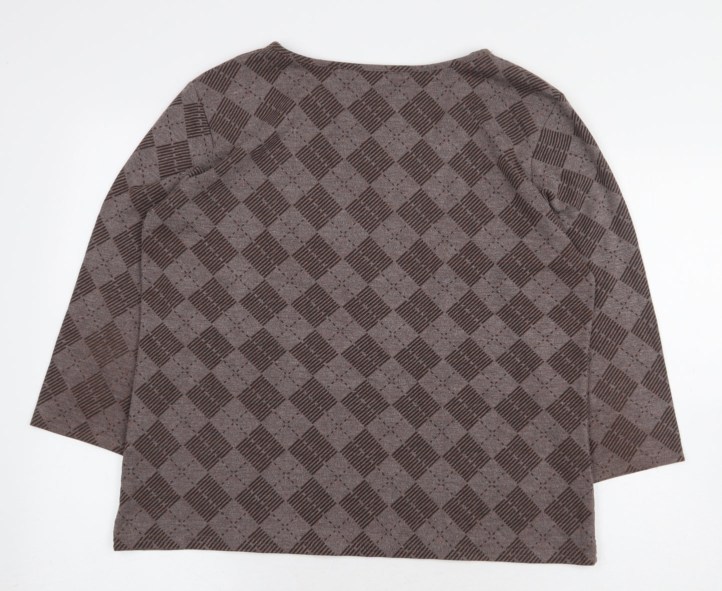 Alexara Womens Brown Geometric Polyester Pullover Sweatshirt Size 18 Pullover