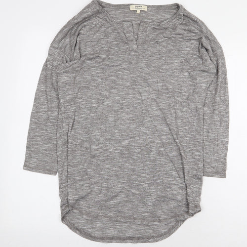 Papaya Womens Grey Viscose Basic T-Shirt Size 10 V-Neck