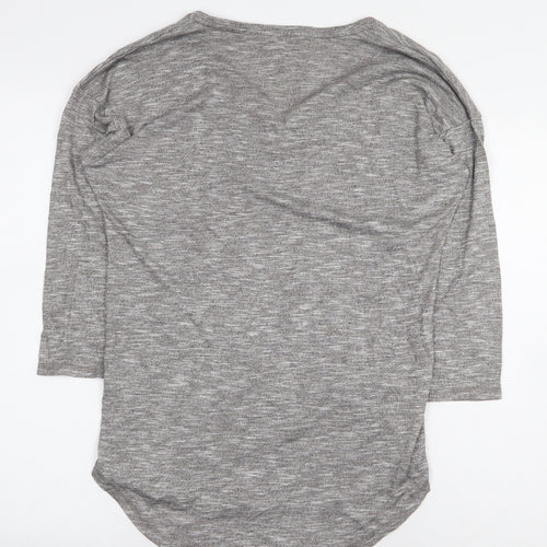 Papaya Womens Grey Viscose Basic T-Shirt Size 10 V-Neck