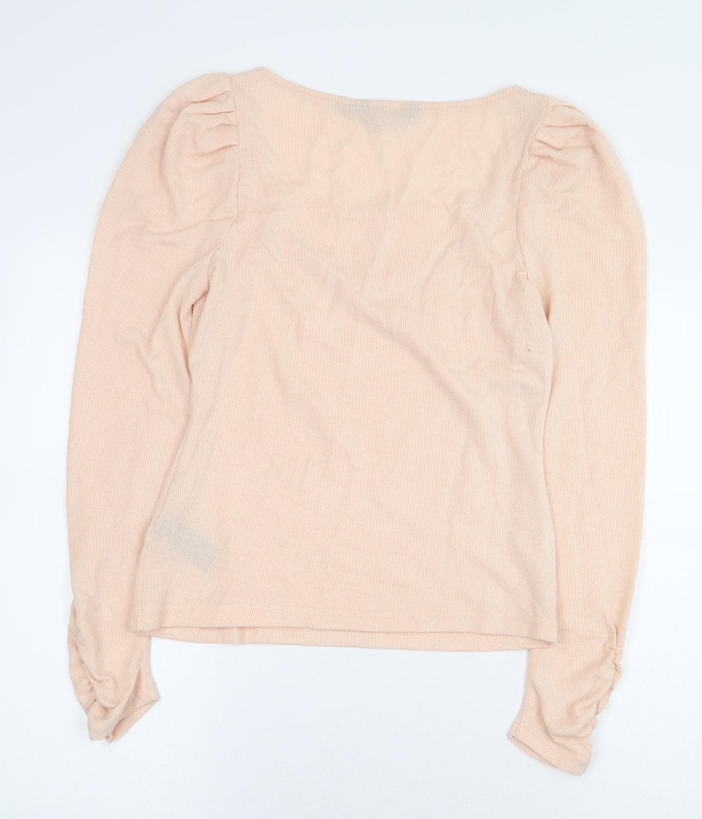 Dorothy Perkins Womens Pink Polyester Basic T-Shirt Size 10 V-Neck - Ribbed Lace Trim