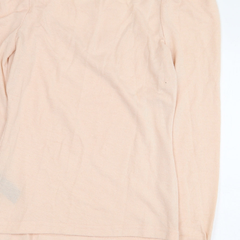 Dorothy Perkins Womens Pink Polyester Basic T-Shirt Size 10 V-Neck - Ribbed Lace Trim