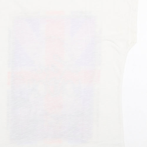 Atmosphere Womens White Cotton Basic T-Shirt Size 8 Boat Neck - London