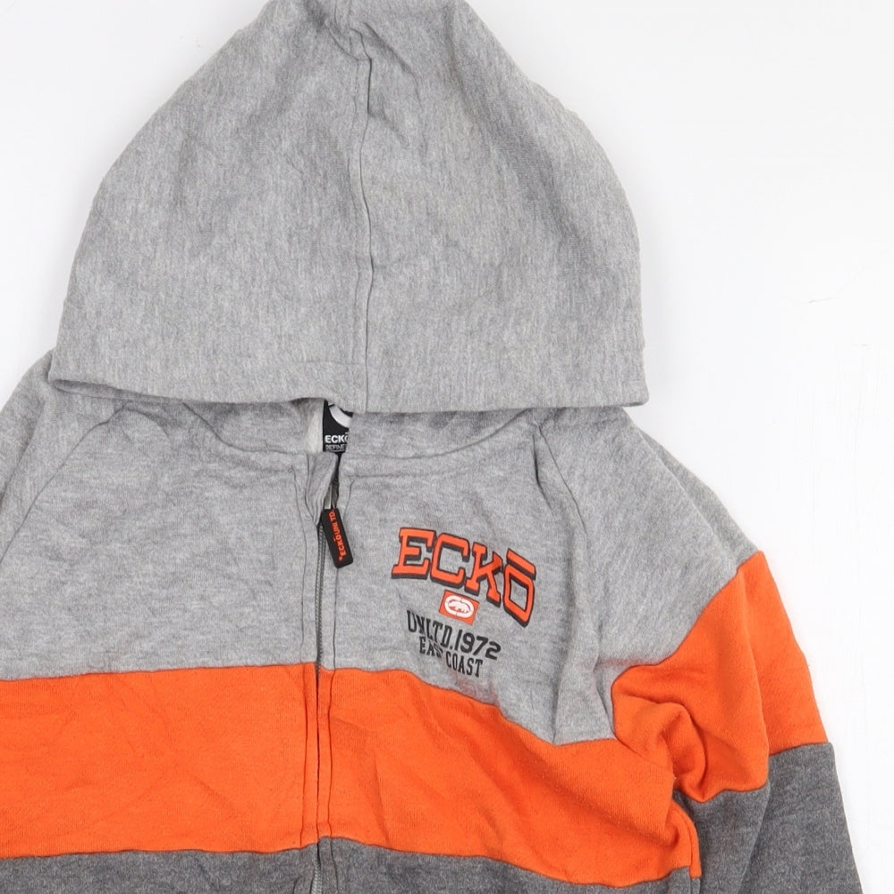 Ecko Unltd. Boys Grey Colourblock Polyester Full Zip Hoodie Size 6-7 Years Zip