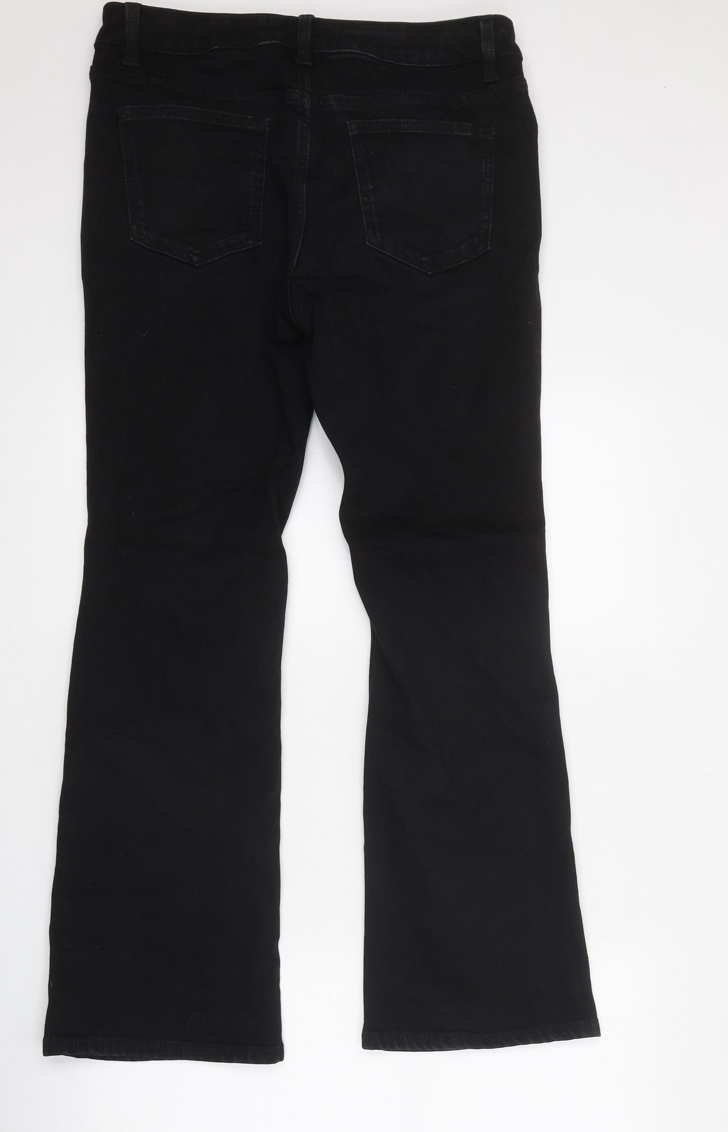 NEXT Womens Black 100% Cotton Bootcut Jeans Size 12 L31 in Regular Zip