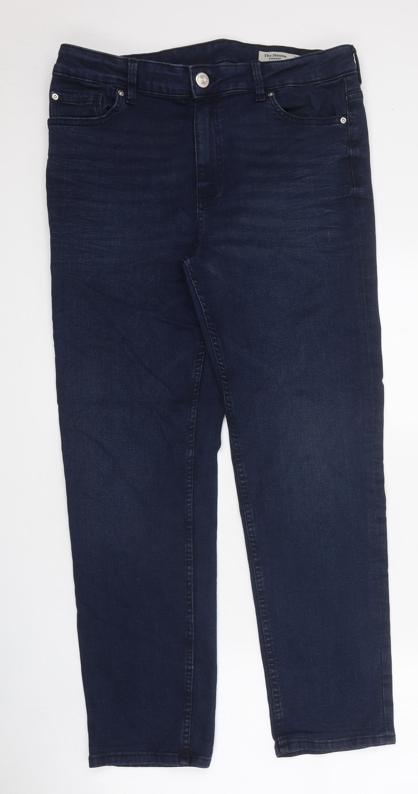 Marks and Spencer Womens Blue 100% Cotton Straight Jeans Size 16 L30 in Regular Zip