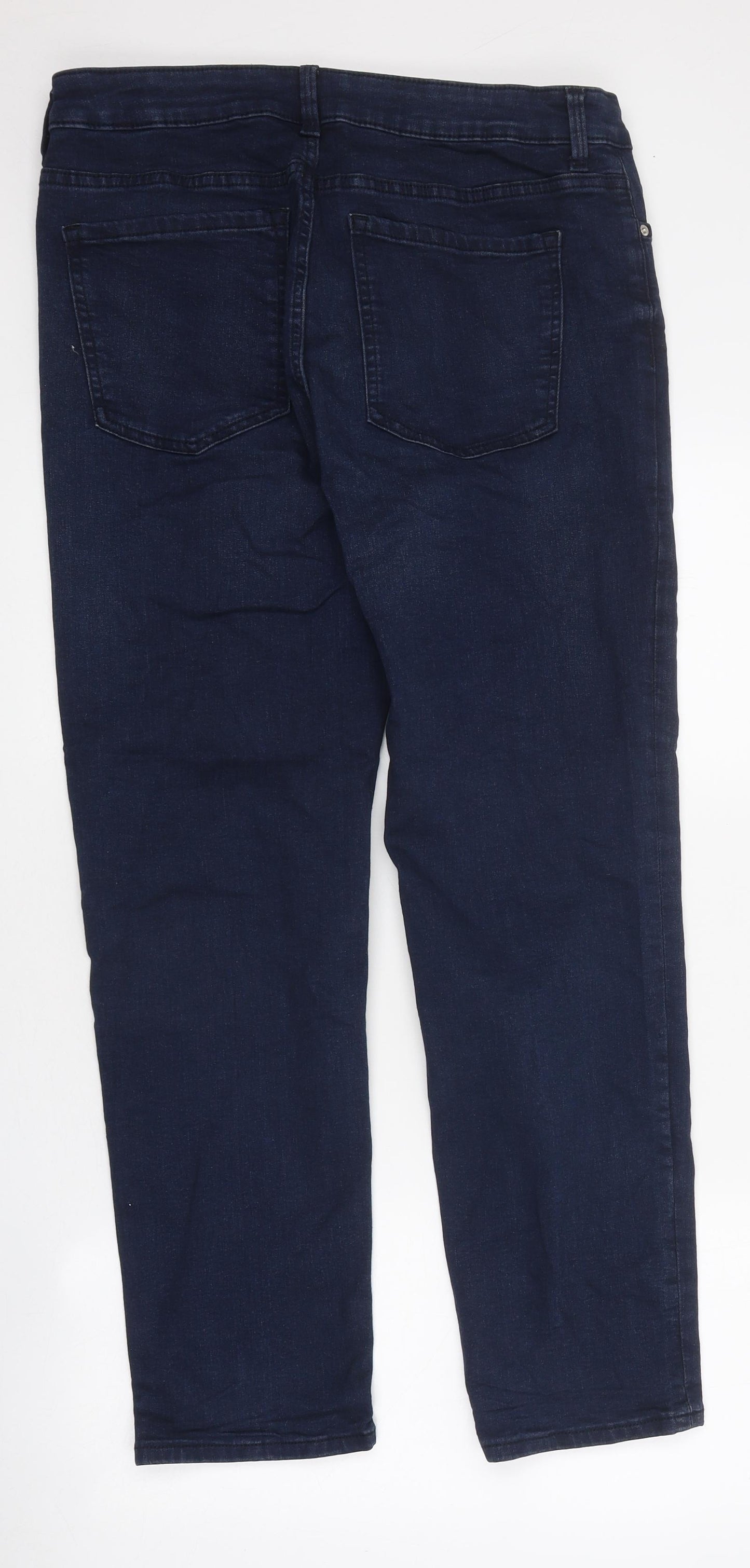 Marks and Spencer Womens Blue 100% Cotton Straight Jeans Size 16 L30 in Regular Zip