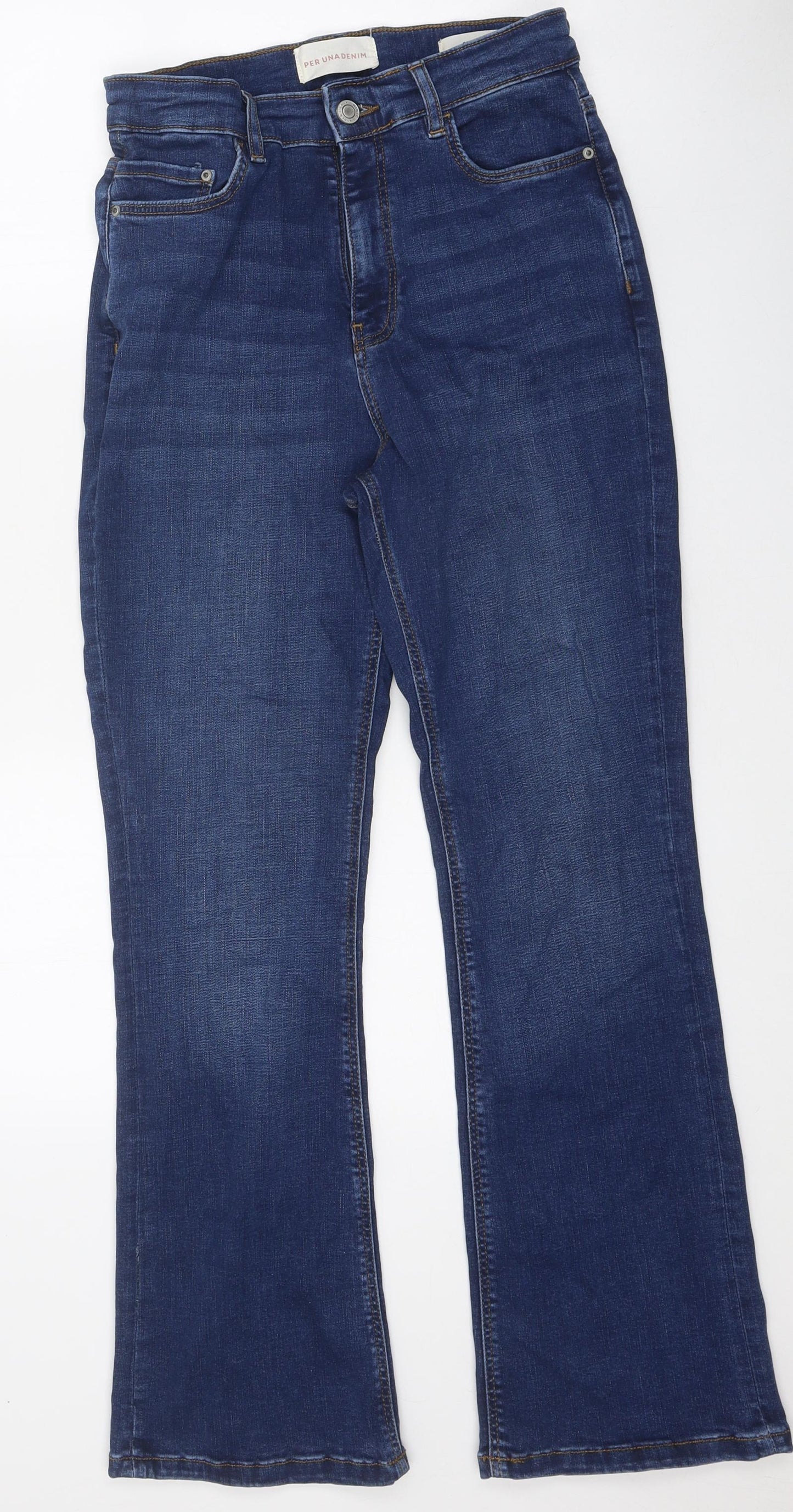 Marks and Spencer Womens Blue 100% Cotton Flared Jeans Size 10 L29 in Regular Zip