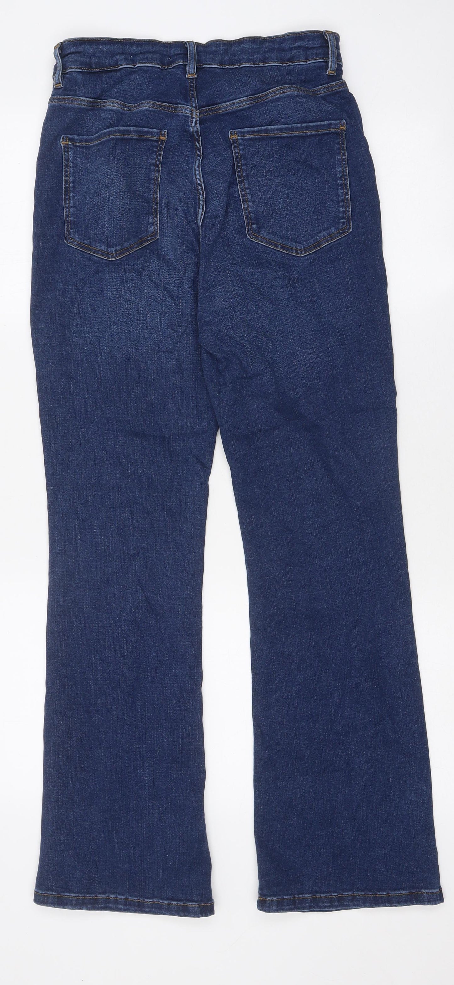 Marks and Spencer Womens Blue 100% Cotton Flared Jeans Size 10 L29 in Regular Zip