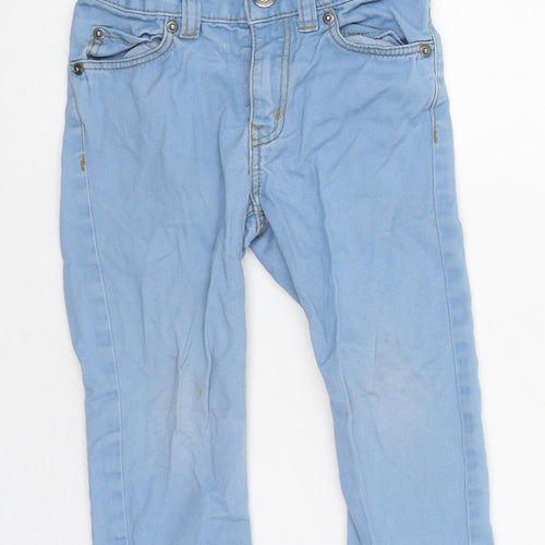 H&M Girls Blue 100% Cotton Straight Jeans Size 2-3 Years Regular Zip