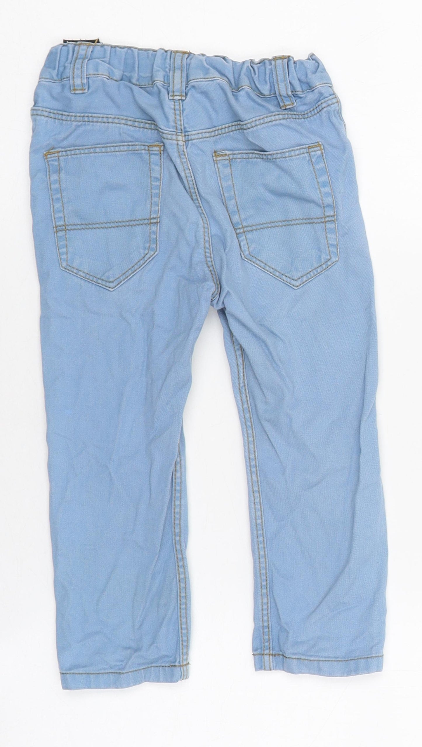 H&M Girls Blue 100% Cotton Straight Jeans Size 2-3 Years Regular Zip