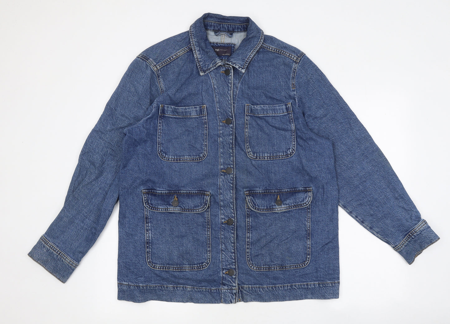 Marks and Spencer Womens Blue Jacket Size 18 Button