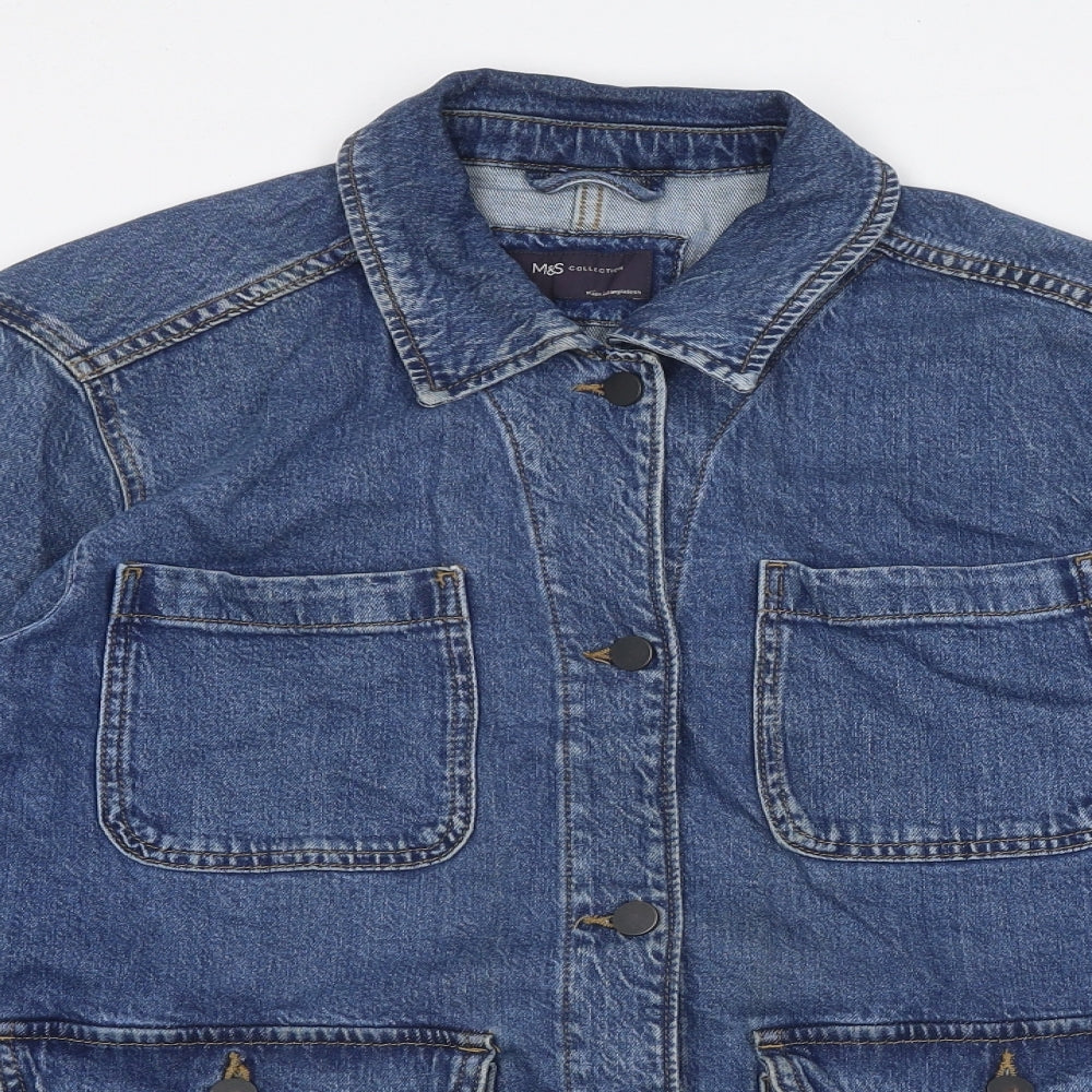 Marks and Spencer Womens Blue Jacket Size 18 Button