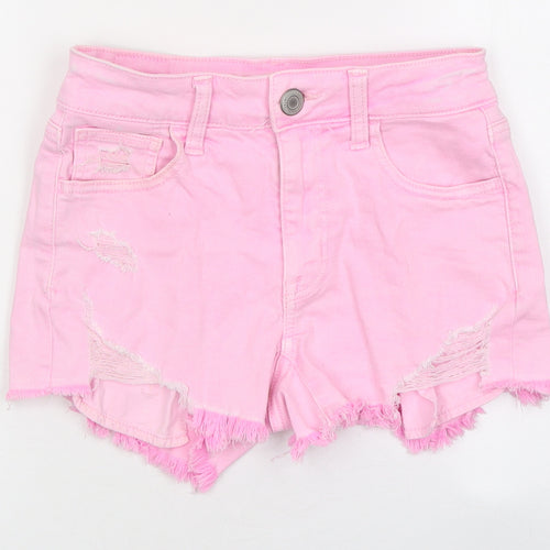 American Outfitters Womens Pink 100% Cotton Hot Pants Shorts Size 4 L10 in Regular Zip