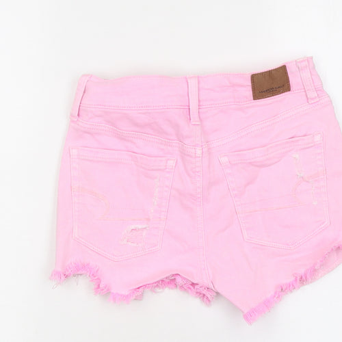 American Outfitters Womens Pink 100% Cotton Hot Pants Shorts Size 4 L10 in Regular Zip