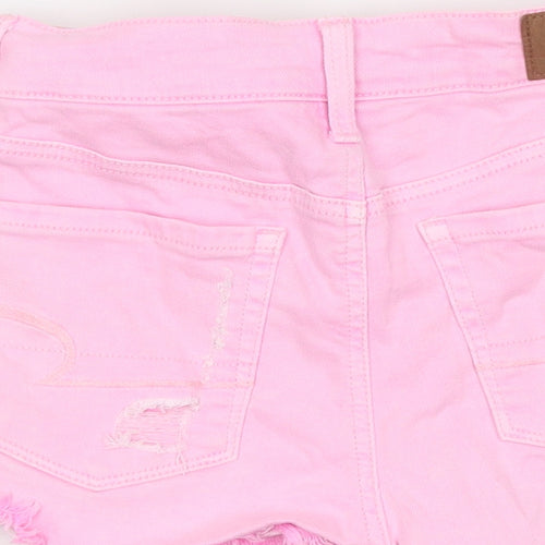 American Outfitters Womens Pink 100% Cotton Hot Pants Shorts Size 4 L10 in Regular Zip