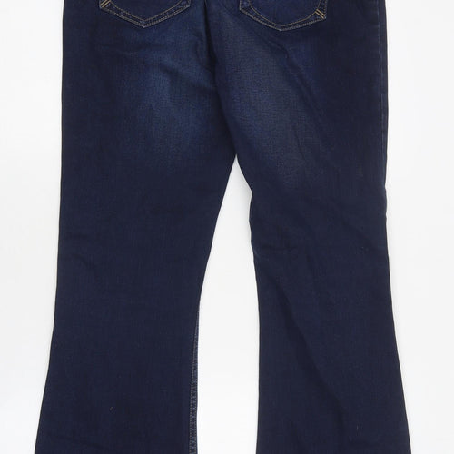 NEXT Womens Blue 100% Cotton Flared Jeans Size 12 L32 in Regular Zip