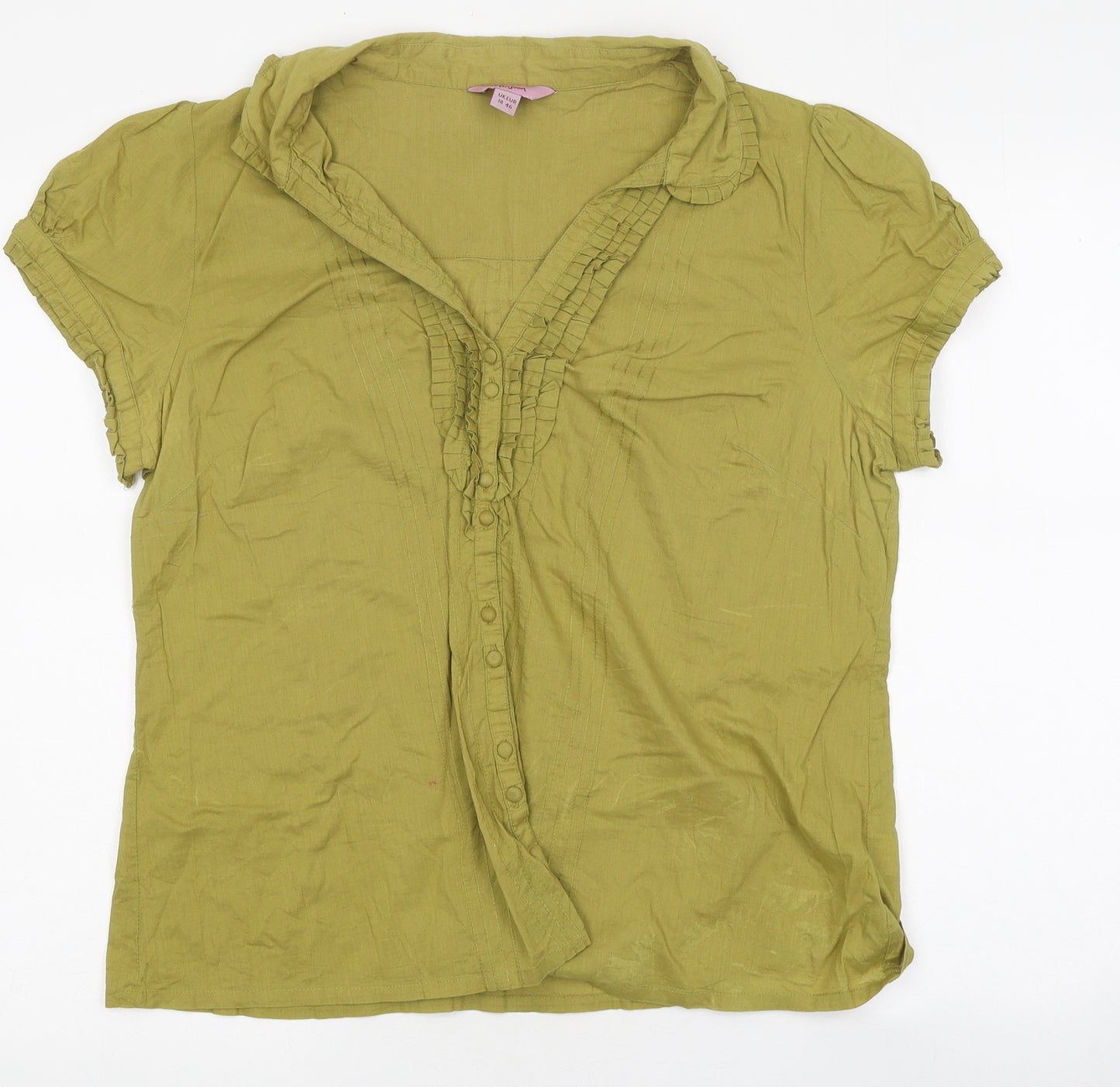 Monsoon Womens Green Polyester Basic Button-Up Size 18 V-Neck