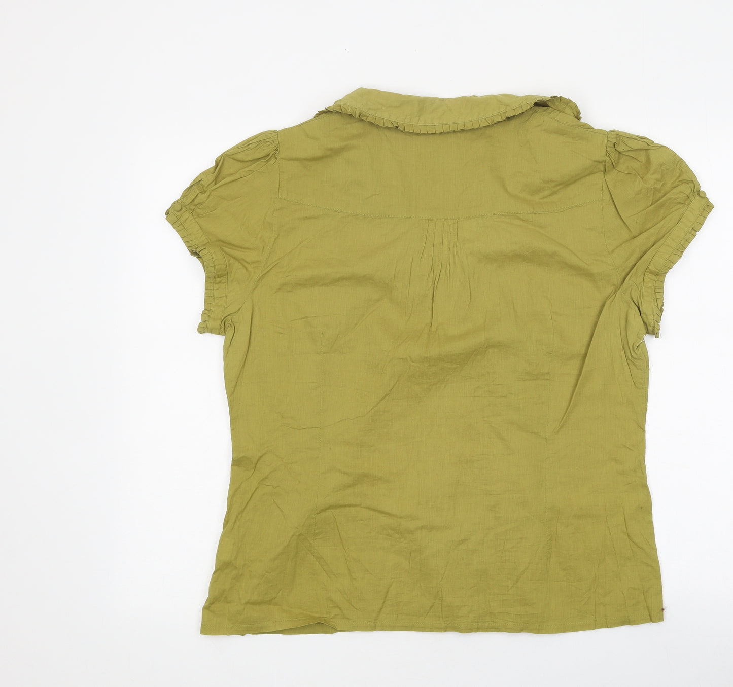 Monsoon Womens Green Polyester Basic Button-Up Size 18 V-Neck
