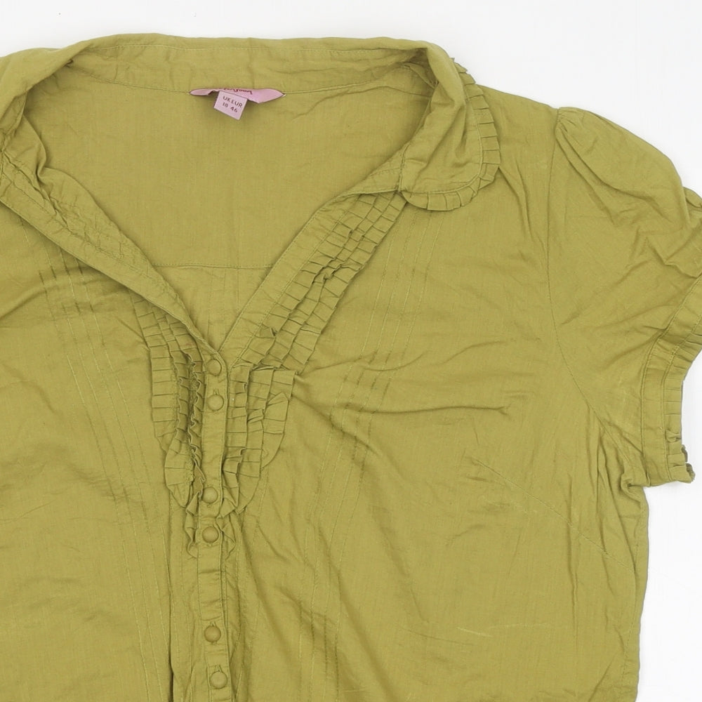 Monsoon Womens Green Polyester Basic Button-Up Size 18 V-Neck