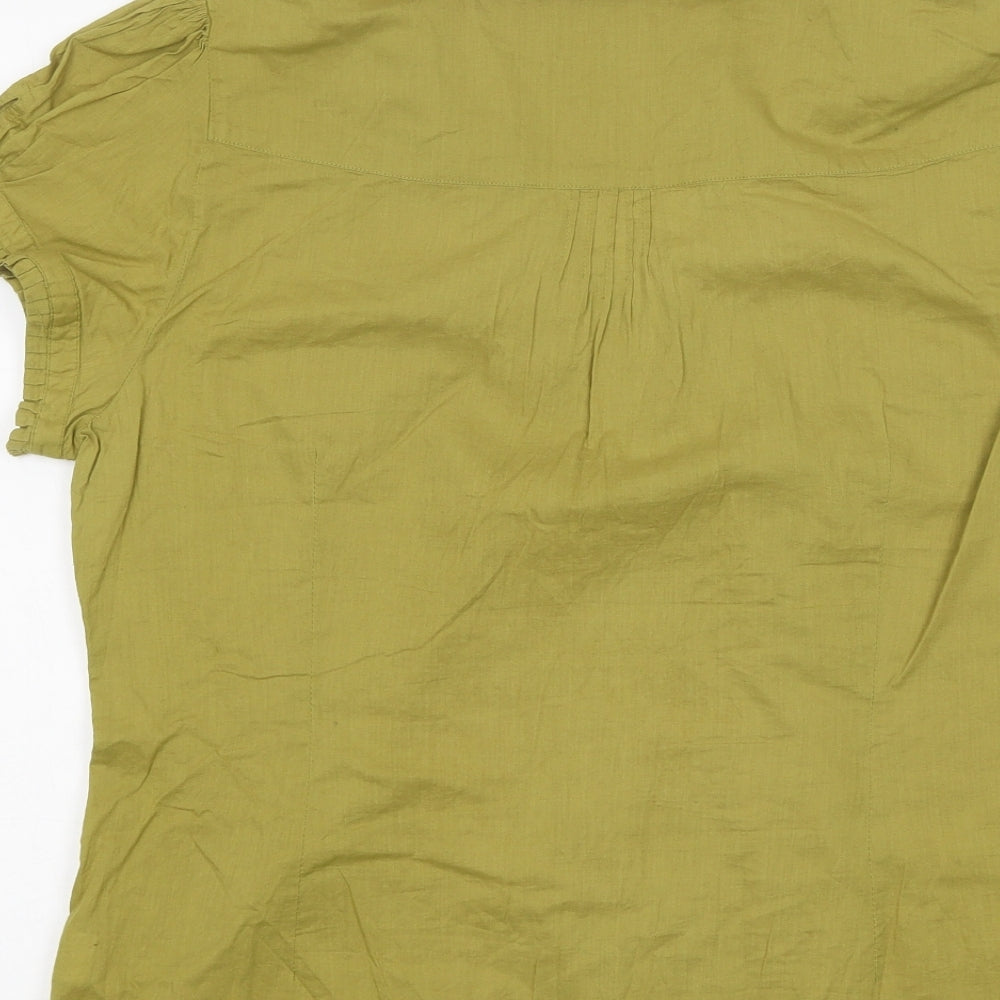Monsoon Womens Green Polyester Basic Button-Up Size 18 V-Neck