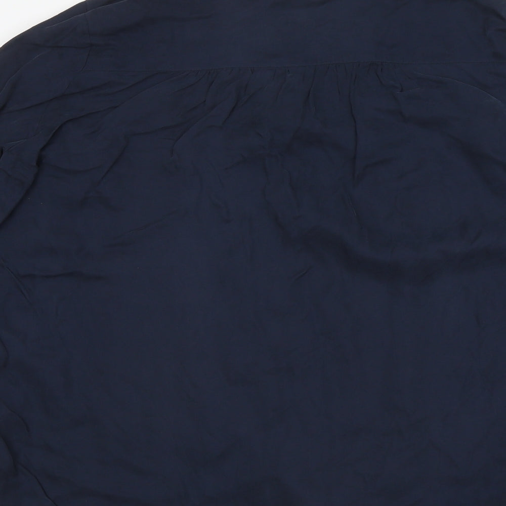Autograph Womens Blue 100% Cotton Basic Button-Up Size 10 V-Neck