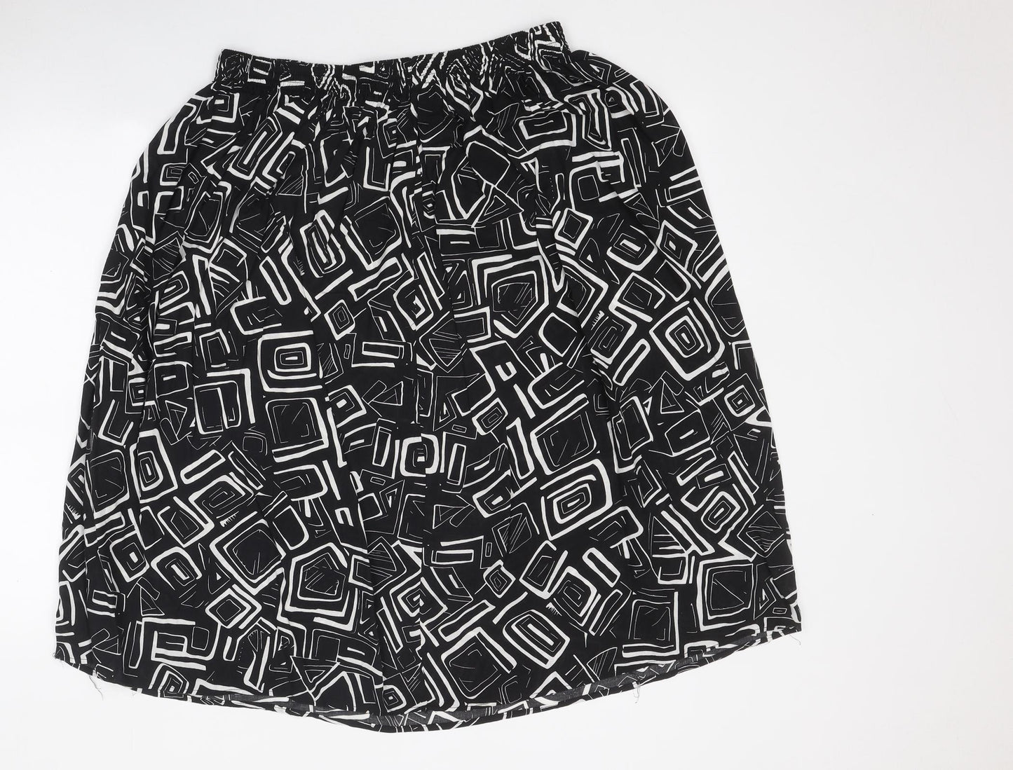 Preworn Womens Black Geometric Polyester A-Line Skirt One Size