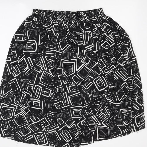Preworn Womens Black Geometric Polyester A-Line Skirt One Size