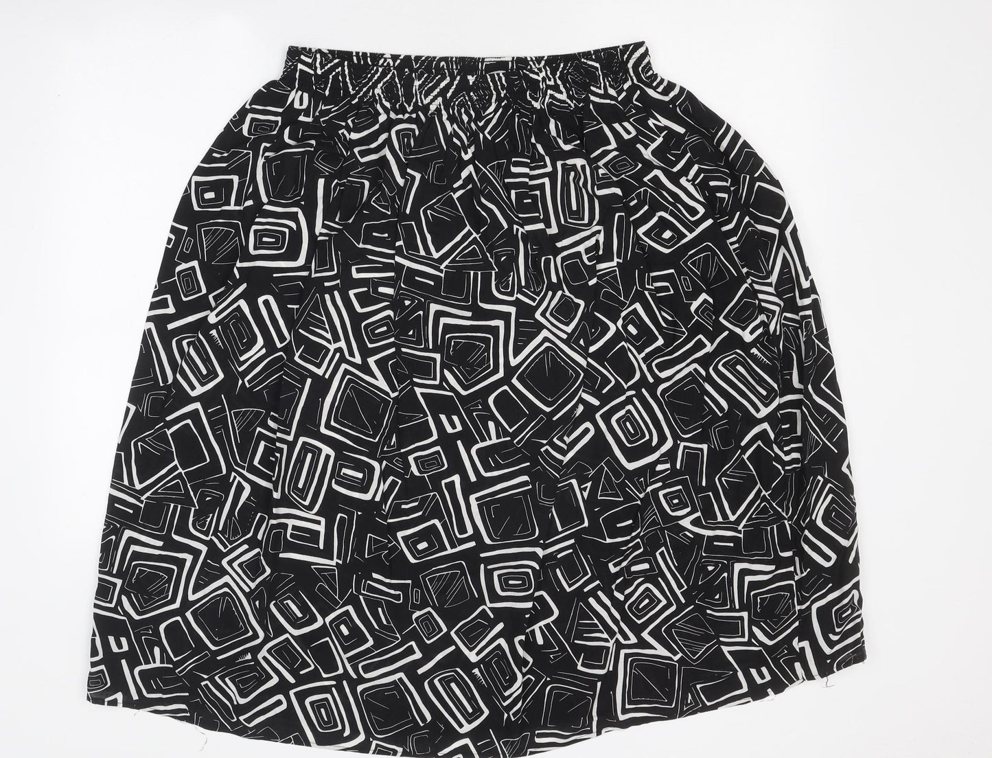 Preworn Womens Black Geometric Polyester A-Line Skirt One Size