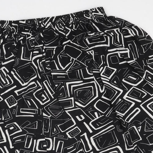 Preworn Womens Black Geometric Polyester A-Line Skirt One Size