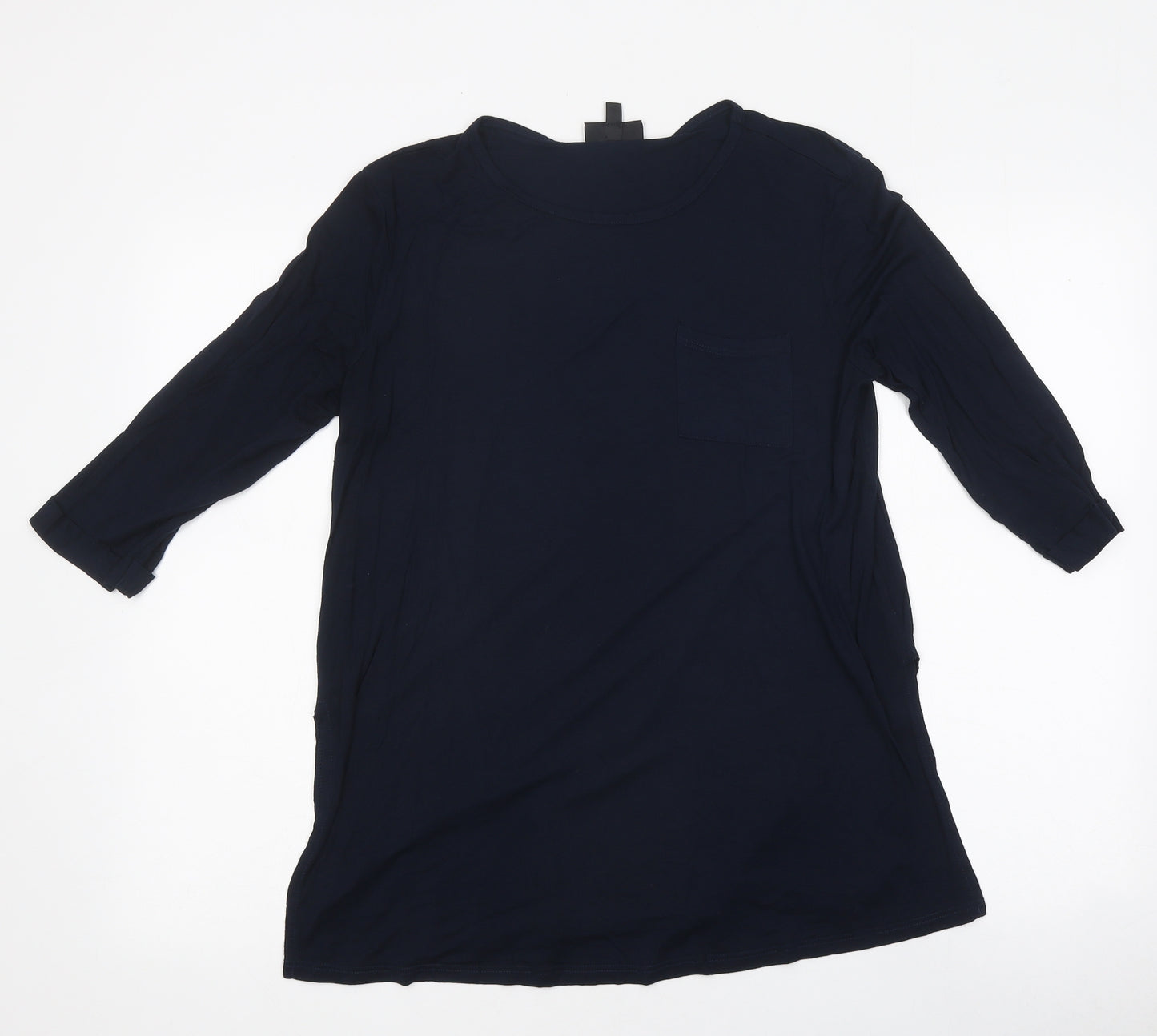 Topshop Womens Blue Polyester Basic Size 12 Round Neck