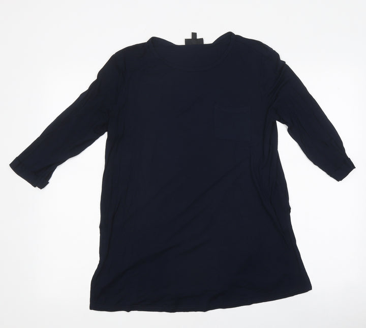 Topshop Womens Blue Polyester Basic Size 12 Round Neck