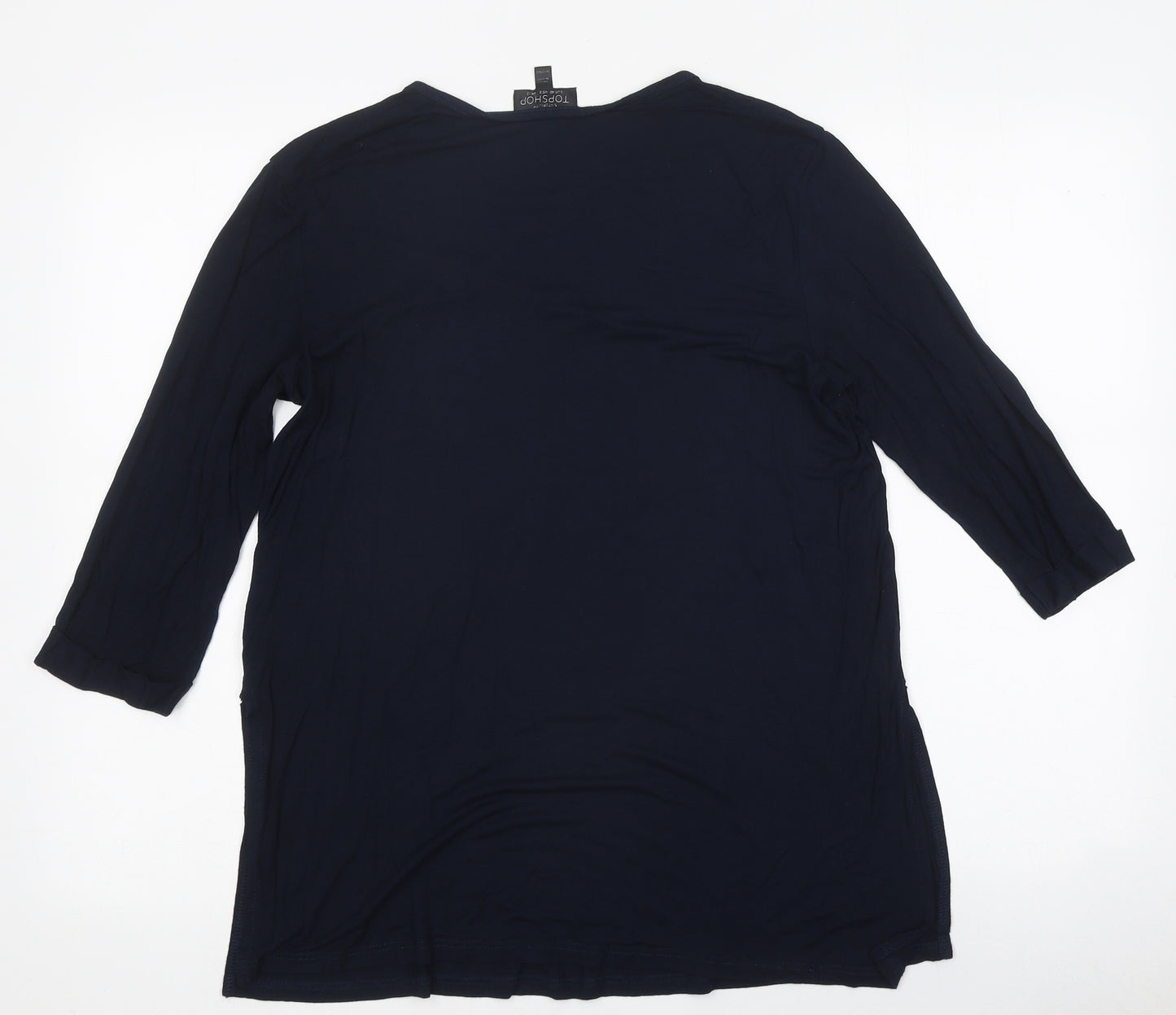 Topshop Womens Blue Polyester Basic Size 12 Round Neck