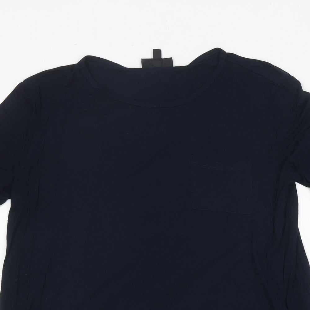 Topshop Womens Blue Polyester Basic Size 12 Round Neck