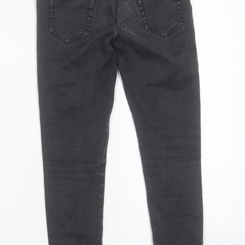 Marks and Spencer Girls Black Cotton Skinny Jeans Size 9 Years Regular Button