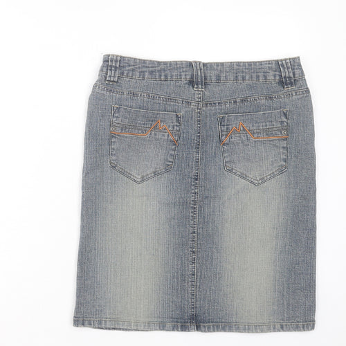 Topshop Womens Blue Cotton Straight & Pencil Skirt Size 10 Button