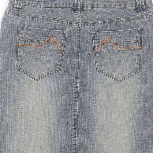 Topshop Womens Blue Cotton Straight & Pencil Skirt Size 10 Button
