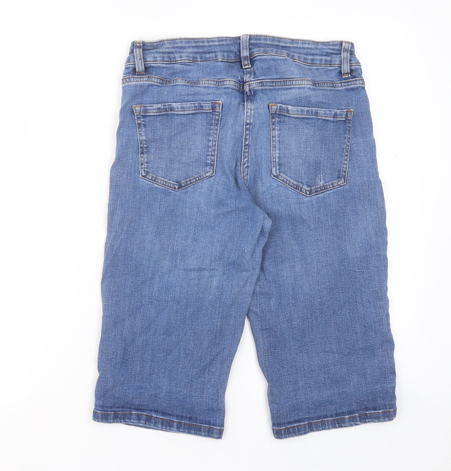 NEXT Womens Blue Cotton Bermuda Shorts Size 10 L14 in Regular Button